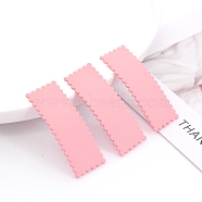 Frosted Plastic Snap Hair Clips, with Metal Clip, for Women and Girls, Waved Rectangle, Pink, 55x20mm(OHAR-PW0001-457B)