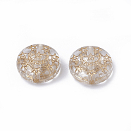 Plating Acrylic Beads, Metal Enlaced, Flat Round, Clear, 12.5x5mm, Hole: 1.5mm, about 895pcs/500g(PACR-S219-16)