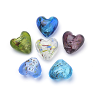 Handmade Silver Foil Lampwork Beads, Heart, Mixed Color, 21x20x13mm, Hole: 2mm(X-FOIL-S011-21x20mm-M)