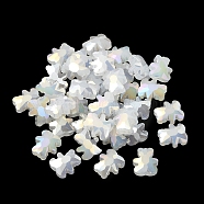 Electroplate Glass Beads, Half Plated, AB Color Plated, Bear, White, 9.5x8.5x4mm, Hole: 1.2mm(EGLA-P059-01B-AB09)