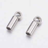 304 Stainless Steel Cord Ends, End Caps, Stainless Steel Color, 7x2mm, Hole: 1.4mm, Inner Diameter: 1.2mm(STAS-A036-04)