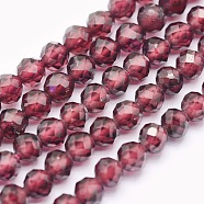 Natural Garnet Beads Strands, Round, Faceted, Red, 3mm, Hole: 0.5mm, about 135pcs/strand, 15.5 inch(39.5cm)(G-O166-13C-3mm)