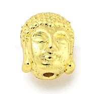 Brass Beads, Buddha Head, Real 18K Gold Plated, 11x9x8mm, Hole: 1.6mm(KK-G493-28G)
