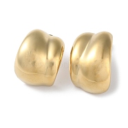 304 Stainless Steel Stud Earrings, Twist Arch, Real 14K Gold Plated, 26.5x18mm(STAS-Z052-15G)