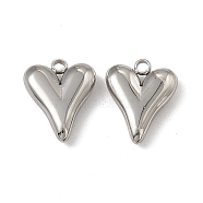 201 Stainless Steel Pendants, Heart Charm, Stainless Steel Color, 15.5x12.5x3.5mm, Hole: 1.8mm(STAS-J401-VC716)