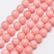 Natural Malaysia Jade Beads Strands, Imitation Rhodochrosite, Round, Dyed, Salmon, 8mm, Hole: 1mm, about 48pcs/strand, 15 inch(G-A146-8mm-B08)