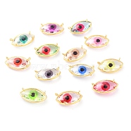 Transparent Glass Pendants, with Brass Findings, Long-Lasting Plated, Evil Eye, Golden, Mixed Color, 12x20x6mm, Hole: 1.2mm(KK-J276-03G)