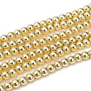 Electroplate Non-magnetic Synthetic Hematite Bead Strands, Round, Golden Plated, 6mm, Hole: 1~1.5mm, about 67~72pcs/strand, 15.7 inch(X-G-Q466-6mm-01)