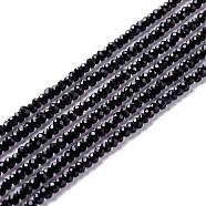 Transparent Glass Beads Strands, Faceted, Round, Black, 2mm, Hole: 0.6mm, about 182~201pcs/strand, 14.57~15.24 inch((37~38.7cm)(GLAA-C019-01A-04)