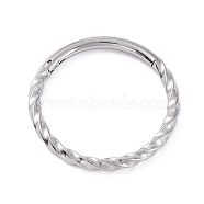Twisted Ring Hoop Earrings for Girl Women, Chunky 304 Stainless Steel Earrings, Stainless Steel Color, 14.7x1.2mm, 16 Gauge(1.3mm)(STAS-D453-01P-04)
