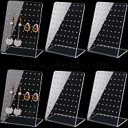 6Pcs Organic Glass Slant Back Jewelry Display Stands, Jewelry Display Rack for Earring Storage, Rectangle, Clear, 8x5x11.6cm(ODIS-CP0001-05)