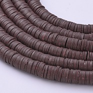 Eco-Friendly Handmade Polymer Clay Beads, Disc/Flat Round, Heishi Beads, Saddle Brown, 6x1mm, Hole: 2mm, about 380~400pcs/strand, 17.7 inch(X-CLAY-R067-6.0mm-38)