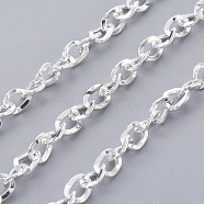 Iron Cable Chains, Side Twisted Chains, Unwelded, Silver, 5x4x0.9mm(CH-XCP0001-04S)