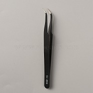 201 Stainless Steel Curved Pointed Tweezers, Thickened Anti-static Tweezers, Electrophoresis Black & Stainless Steel Color, 12.2x0.9x0.4cm(TOOL-WH0052-04)