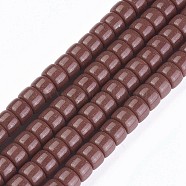 Opaque Solid Color Glass Beads Strands, Column, Coconut Brown, 8x5~6mm, Hole: 1.5mm, about 69pcs/strand, 15.1 inch~15.3 inch(38.5~39cm)(X-GLAA-A036-I15)