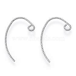 Brass Earring Hooks, with Horizontal Loop, Nickel Free, Real Platinum Plated, 21x12x1mm, Hole: 2mm(X-KK-Q735-346P)
