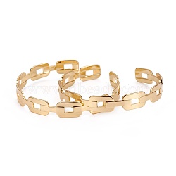 Long-Lasting Plated Brass Cuff Bangles, Imitation Cable Chains, Golden, 2-1/8 inch(5.4cm)(BJEW-E370-08G)