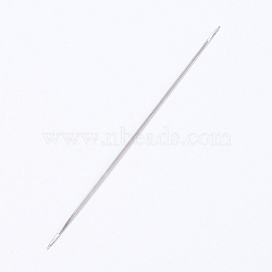 Iron Open Beading Needle, DIY Jewelry Tools, Platinum, 10~11x0.01cm(X-IFIN-P036-01A)