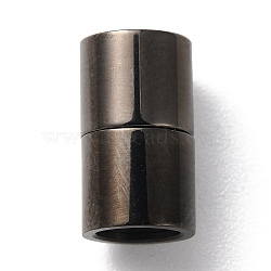 Ion Plating(IP)  303 Stainless Steel Magnetic Clasps with Glue-in Ends, Column, Gunmetal, 12x7x7mm, Hole: 5mm(STAS-C076-03A-B)