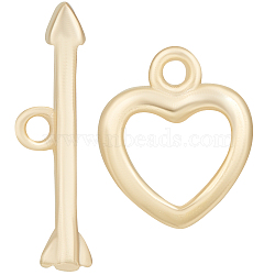 Beebeecraft 16 Sets Eco-friendly Brass Toggle Clasps, Long-Lasting Plated, Heart, Real 24K Gold Plated, Heart: 10.5x8.5x1.5mm, Hole: 1.2mm, Bar: 4x17x1.5mm, Hole: 1mm(KK-BBC0007-91)