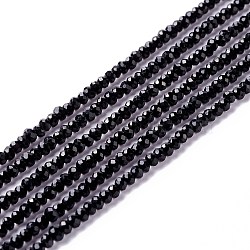 Transparent Glass Beads Strands, Faceted, Round, Black, 2mm, Hole: 0.6mm, about 182~201pcs/strand, 14.57~15.24 inch((37~38.7cm)(GLAA-C019-01A-04)