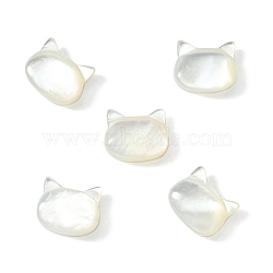 5Pcs Natural White Shell Beads, Cat Head, Seashell Color, 6x7x3mm, Hole: 0.8mm(BSHE-CJ0001-07)