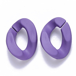 Opaque Spray Painted Acrylic Linking Rings, Quick Link Connectors, for Curb Chains Making, Twist, Medium Purple, 30x21x6mm, Inner Diameter: 16x8mm(OACR-S036-001B-I05)