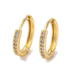 Ion Plating(IP) Brass Micro Pave Clear Cubic Zirconia Hoop Earrings for Women, Real 14K Gold Plated, 12.5x2mm(EJEW-U031-02G)