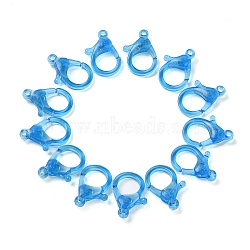 Transparent Plastic Lobster CLaw Clasps, Dodger Blue, 26x19x6mm, Hole: 2mm(KY-H005-A09)