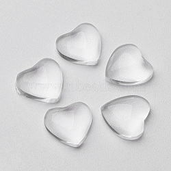 Transparent Glass Cabochons, Heart, Clear, 10x10mm, 3.5mm(Range: 3~4mm) thick(GGLA-Q014-1)