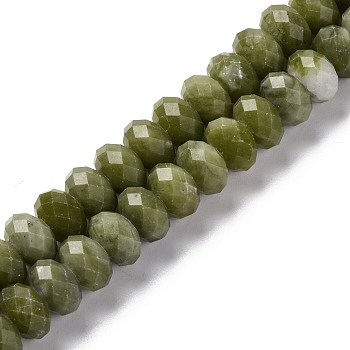 Natural Chinese Jade Beads Strands, Faceted, Rondelle, 9.5~10x6~6.5mm, Hole: 1mm, about 59~60pcs/strand, 14.96 inch(38cm)