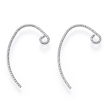 Brass Earring Hooks, with Horizontal Loop, Nickel Free, Real Platinum Plated, 21x12x1mm, Hole: 2mm