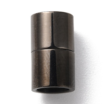 Ion Plating(IP)  303 Stainless Steel Magnetic Clasps with Glue-in Ends, Column, Gunmetal, 12x7x7mm, Hole: 5mm