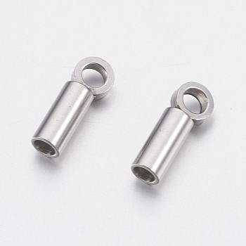 304 Stainless Steel Cord Ends, End Caps, Stainless Steel Color, 7x2mm, Hole: 1.4mm, Inner Diameter: 1.2mm