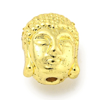 Brass Beads, Buddha Head, Real 18K Gold Plated, 11x9x8mm, Hole: 1.6mm