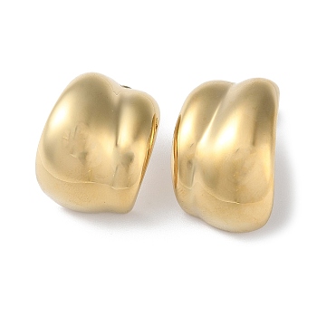 304 Stainless Steel Stud Earrings, Twist Arch, Real 14K Gold Plated, 26.5x18mm