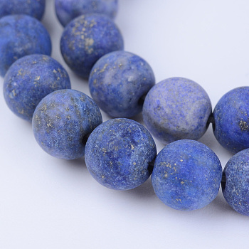 Natural Lapis Lazuli Beads Strands, Round, Frosted, Dyed, 6~6.5mm, Hole: 1mm, about 63pcs/strand, 15.5 inch
