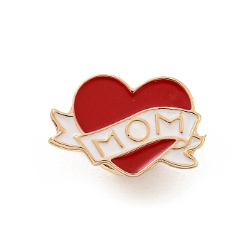 Alloy Brooches, Enamel Pins, for Backpack Cloth, Heart, 13x20x1.5mm