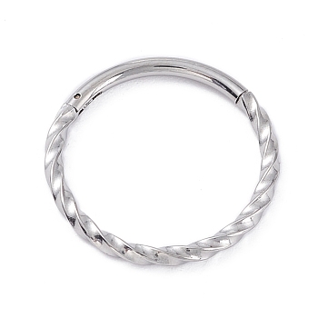 Twisted Ring Hoop Earrings for Girl Women, Chunky 304 Stainless Steel Earrings, Stainless Steel Color, 14.7x1.2mm, 16 Gauge(1.3mm)