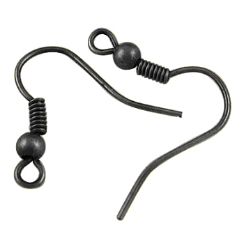 Brass Earring Hooks, with Horizontal Loop, Gunmetal, 17~19x16~18x0.8mm, Hole: 2mm