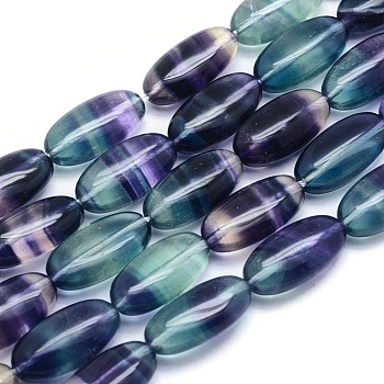 Natural Fluorite Beads Strands, Oval, 20x10x7mm, Hole: 1mm, about 20pcs/strand, 15.7 inch(40cm)