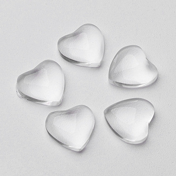 Transparent Glass Cabochons, Heart, Clear, 10x10mm, 3.5mm(Range: 3~4mm) thick