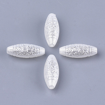 Acrylic Imitation Pearl Beads, Oval, White, 23x9x8mm, Hole: 1.8mm, about 600pcs/500g