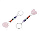 Porte-clés pendentif tête de mort en quartz rose naturel(G-N341-01E)-3