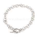 Tarnish Resistant Unisex 304 Stainless Steel Rolo Chains Bracelets, with Toggle Clasps, Stainless Steel Color, 7-7/8 inch(20cm)(BJEW-H541-05A-P)