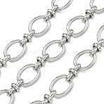 Handmade 304 Stainless Steel Oval Link Chains, Unwelded, with Spool, Stainless Steel Color, 13.5x10.5x2mm and 12x6mm(STAS-F341-11P)