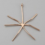 925 Sterling Silver 6 Claw Prongs Pendant Blank Cabochon Settings, Easy Mount Claw Settings, for Irregular Raw Gemstone Jewelry Making Supplies, with 925 Stamp, Rose Gold, 34x30x2.5mm, Hole: 1mm(STER-WH0005-10RG)