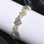 Heart Micro Pave Clear Cubic Zirconia Link Chain Bracelets for Women, Long-Lasting Plated, Rack Plating, Cadmium Free & Lead Free, Real Gold Plated & Real Platinum Plated, 7.09 inch(18cm)(BJEW-C156-08A-GP)