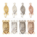 8Pcs 8 Styles 304 Stainless Steel Box Clasps, Multi-Strand Clasps, 3-Strand, 6-Hole, Rectangle & Horse Eye, Mixed Color, 21~21.5x7~10x4~4.5mm, Hole: 1mm, 1pc/style(STAS-TA0002-60)