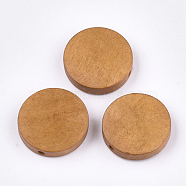 Painted Natural Wood Beads, Flat Round, Orange, 19~20x4~5mm, Hole: 2mm(WOOD-S049-02C-06)